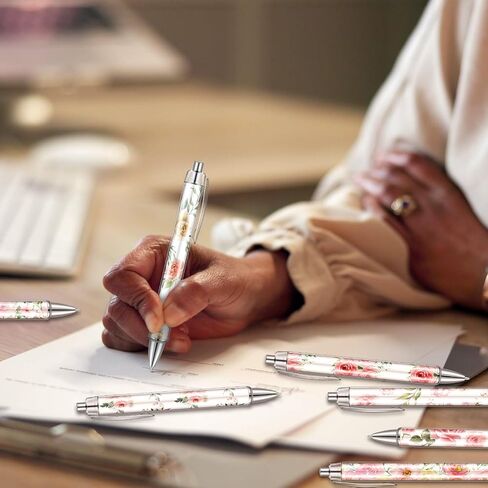 24 PCS Floral Pens Bulk Spring Flower Point Pens Colorful Floral Black Ink Pen for Women Flower Flower Mother Mother Homes Office Supplies (Spring) in Saudi Arabia