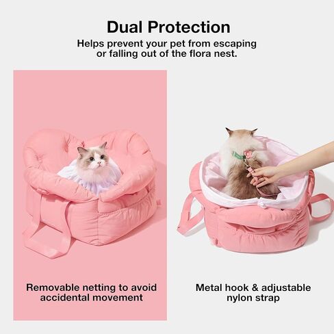 VETRESKA Pet Car Seat for Small Dogs - Washable Cat Carrier for Car Seat Portable Puppy Dog Bed, Pet Travel Carrier Bed with Safety Clip-On Leas in Kuwait