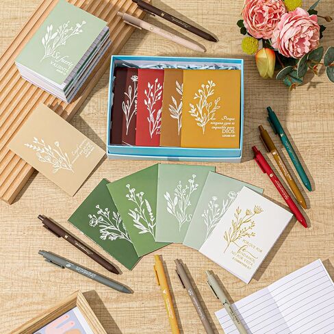 Kosiz 80 PCS المفترات المسيحية الإسبانية مع Proint Pens Mother's Church Higms Bulk Floral Mini Bible Bible Notebooks Delief Inspirations for Women Men Men Teacher Church (ألوان أنيقة) in Kuwait