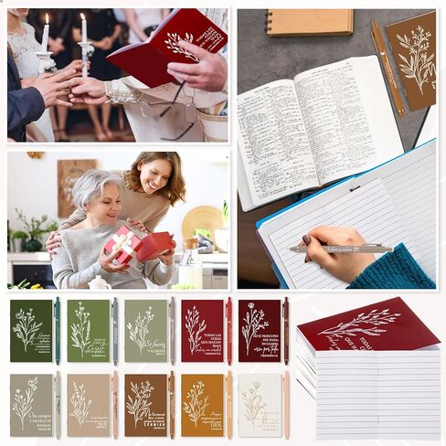 Kosiz 80 PCS المفترات المسيحية الإسبانية مع Proint Pens Mother's Church Higms Bulk Floral Mini Bible Bible Notebooks Delief Inspirations for Women Men Men Teacher Church (ألوان أنيقة) in Kuwait