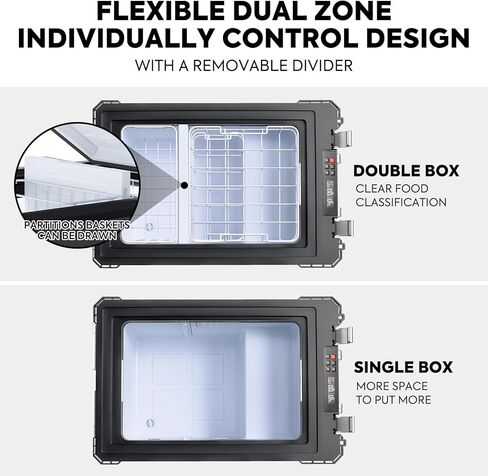 ICECO APL55 Dual Zone Portable Refrigerator Freezer Bluetooth Controlled, 55 Liter 12v refrigerator with SECOP Compressor, DC 12/24V, AC 110-240V, for Truck, Car and Home, -4℉~68℉ (Black) in Kuwait