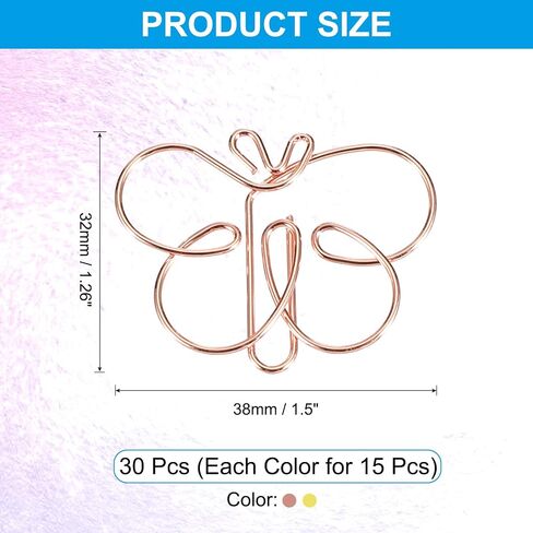Patikil لطيف الورق مقطع ، 30pcs شكل فراشة ورقة مقطع المعادن الإشارات الإشارات المرجعية المضحكة مخطط المشبك المشبك لمستلزمات المكتب المنزلي in Kuwait