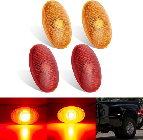 Nilight Wheel Fender Side Marker Lights 4 PCS 3 LED Red Amber Front Rear Fender Clearance Light Waterproof Plug And Play Smoked Lens Light Compatible With 2010-2018 Dodge Ram 2500 3500 Super Duty in Kuwait