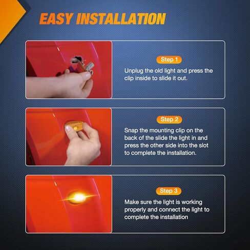 Nilight Wheel Fender Side Marker Lights 4 PCS 3 LED Red Amber Front Rear Fender Clearance Light Waterproof Plug And Play Smoked Lens Light Compatible With 2010-2018 Dodge Ram 2500 3500 Super Duty in Kuwait