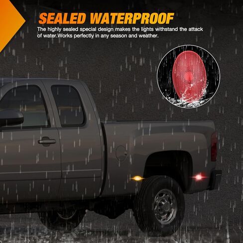 Nilight Wheel Fender Side Marker Lights 4 PCS 3 LED Red Amber Front Rear Fender Clearance Light Waterproof Plug And Play Smoked Lens Light Compatible With 2010-2018 Dodge Ram 2500 3500 Super Duty in Kuwait