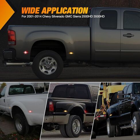 Nilight Wheel Fender Side Marker Lights 4 PCS 3 LED Red Amber Front Rear Fender Clearance Light Waterproof Plug And Play Smoked Lens Light Compatible With 2010-2018 Dodge Ram 2500 3500 Super Duty in Kuwait