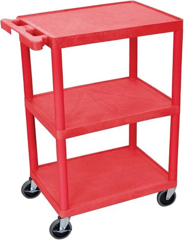 LUXOR HE34-BU Utility Cart - 3 Shelves Structural Foam Plastic, Four 4" Casters, Two with Locking Brake, Ergonomic Push Handle, 24"W x 18"D x 34"H, Offices, Classrooms in Saudi Arabia