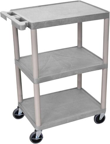 LUXOR HE34-BU Utility Cart - 3 Shelves Structural Foam Plastic, Four 4" Casters, Two with Locking Brake, Ergonomic Push Handle, 24"W x 18"D x 34"H, Offices, Classrooms in Saudi Arabia
