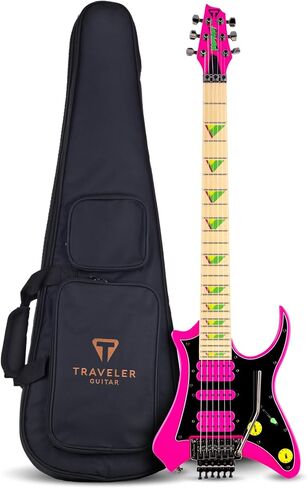 Traveler Guitar Vaibrant V88X Deluxe Electric Guitar for Travel | Small Guitar with Compact Headstock Shape | Full 25.5" Scale Travel Guitar | Portable Mini Guitar with Custom Gig Bag, Cosmic Black in Saudi Arabia