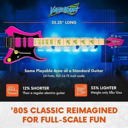 Traveler Guitar Vaibrant V88X Deluxe Electric Guitar for Travel | Small Guitar with Compact Headstock Shape | Full 25.5" Scale Travel Guitar | Portable Mini Guitar with Custom Gig Bag, Cosmic Black in Saudi Arabia