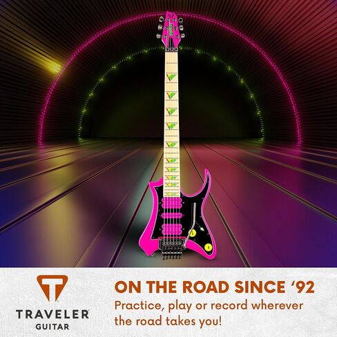 Traveler Guitar Vaibrant V88X Deluxe Electric Guitar for Travel | Small Guitar with Compact Headstock Shape | Full 25.5" Scale Travel Guitar | Portable Mini Guitar with Custom Gig Bag, Cosmic Black in Saudi Arabia