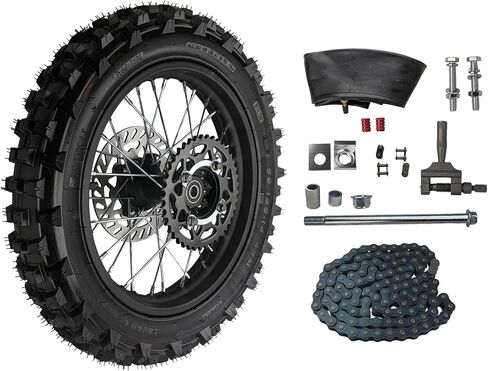 14" Rear Wheel Rim Tire Assembly For Dirt Pit Bike Trail 90/100-14 Rear Wheel Rim Tire Fits 125/140/150/160cc Pit Dirt Bike KLX65 Apollo Includes Brake Rotor and Sprocket in Kuwait