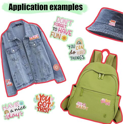 16Pcs Positive Affirmations Iron on Patches，Motivational Phrases Embroidered Sew on Applique for Bags Clothes Jackets（C） in Kuwait