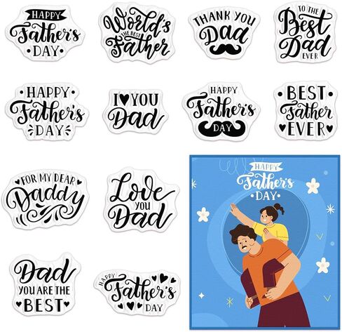 عيد الأب Clear Stamps لصنع البطاقات Love Dad Words Rubber Stamps شكرًا لك أبي أختام السيليكون الشفافة لبطاقة هدية عيد الأب DIY Scrapsing Card Card Craft Supplies in Kuwait