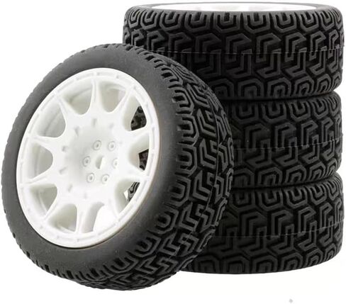 68mm 4 PCS 1/10 Runflat Tire 1.9 inch Rally Tire L001 for 1:10 Tamiya xv02 Maze Tire Lc PTG Off-road 94123 Kyosho FW06 etc. (white) in Saudi Arabia