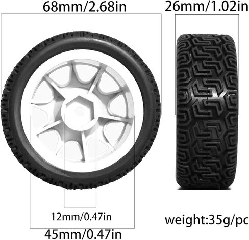 68mm 4 PCS 1/10 Runflat Tire 1.9 inch Rally Tire L001 for 1:10 Tamiya xv02 Maze Tire Lc PTG Off-road 94123 Kyosho FW06 etc. (white) in Saudi Arabia