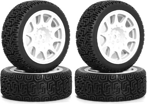 68mm 4 PCS 1/10 Runflat Tire 1.9 inch Rally Tire L001 for 1:10 Tamiya xv02 Maze Tire Lc PTG Off-road 94123 Kyosho FW06 etc. (white) in Saudi Arabia