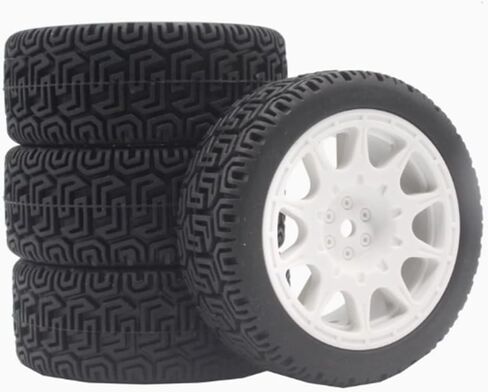 68mm 4 PCS 1/10 Runflat Tire 1.9 inch Rally Tire L001 for 1:10 Tamiya xv02 Maze Tire Lc PTG Off-road 94123 Kyosho FW06 etc. (white) in Saudi Arabia