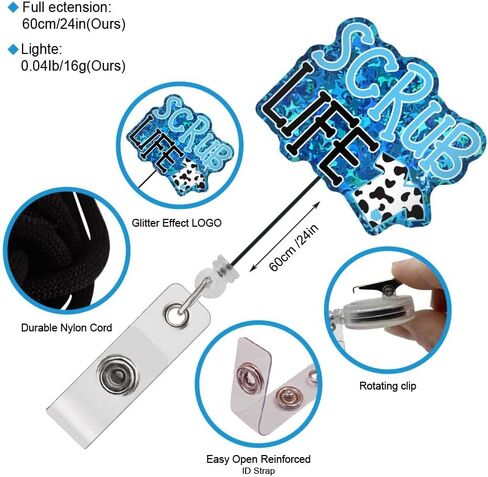 JBKHDTB-4pcs Retractable Badge Reel Holder ID Clip with Rotating Alligator Clip ID Card Holder Gifts in Saudi Arabia