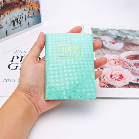 Mogoostry 2025 Pocket Planner Mini Weekly Planner 3 "× 4" Starlight Black Leather 2025 Pocket Notepad Daily Calendar Plannner in Kuwait