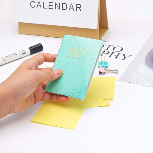 Mogoostry 2025 Pocket Planner Mini Weekly Planner 3 "× 4" Starlight Black Leather 2025 Pocket Notepad Daily Calendar Plannner in Kuwait
