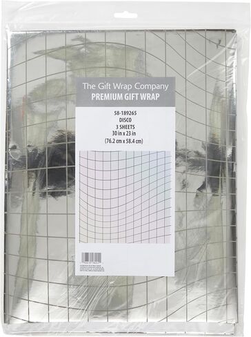 The Gift Wrap Company 58-189265 Disco Ball Flat Gift Wrapping Paper Sheet Set, 30" x 23", Silver, 3 Pieces in Saudi Arabia