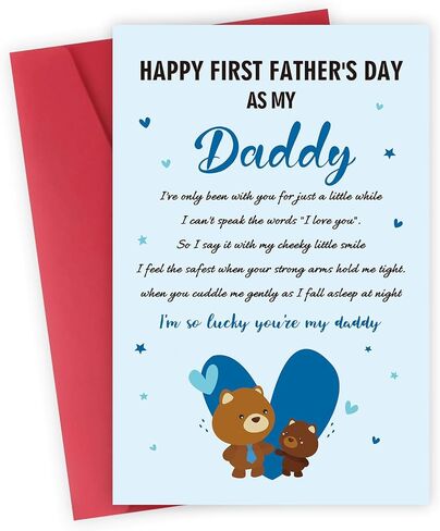 Funny First Fathers Day Card Gifts for New Dad, Happy 1st Father's Day Gift from Baby, Boy, Girl, Fathers Day Greeting Card for First Time Dadly to be New Dad Gifts for Me in Saudi Arabia