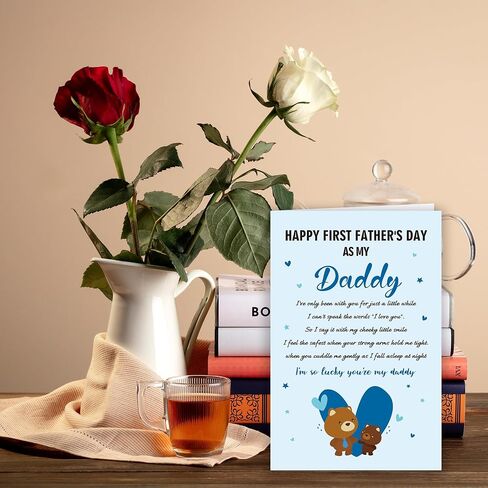 Funny First Fathers Day Card Gifts for New Dad, Happy 1st Father's Day Gift from Baby, Boy, Girl, Fathers Day Greeting Card for First Time Dadly to be New Dad Gifts for Me in Saudi Arabia