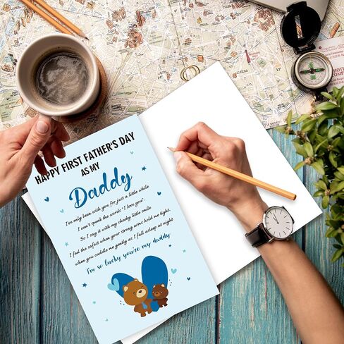 Funny First Fathers Day Card Gifts for New Dad, Happy 1st Father's Day Gift from Baby, Boy, Girl, Fathers Day Greeting Card for First Time Dadly to be New Dad Gifts for Me in Saudi Arabia