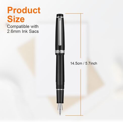 AUAUY Fountain Pen, Smooth Writing Black Fountain Pen, Refillable Ink Writing Pen, 0.38mm Extra Fine Nib, Consistent Ink Flow Luxury Pen for Nice Pens Enthusiasts, School, Office in Saudi Arabia