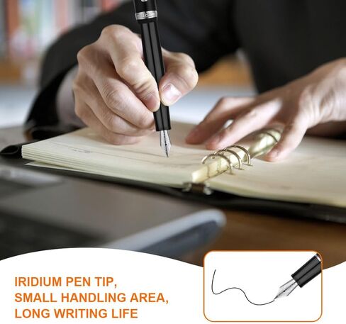 AUAUY Fountain Pen, Smooth Writing Black Fountain Pen, Refillable Ink Writing Pen, 0.38mm Extra Fine Nib, Consistent Ink Flow Luxury Pen for Nice Pens Enthusiasts, School, Office in Saudi Arabia