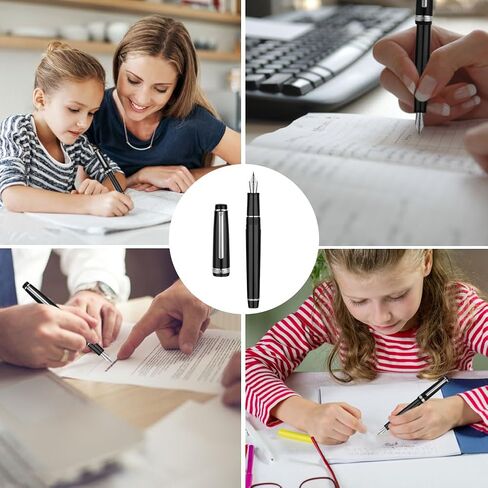 AUAUY Fountain Pen, Smooth Writing Black Fountain Pen, Refillable Ink Writing Pen, 0.38mm Extra Fine Nib, Consistent Ink Flow Luxury Pen for Nice Pens Enthusiasts, School, Office in Saudi Arabia