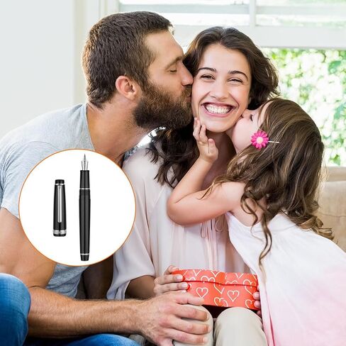AUAUY Fountain Pen, Smooth Writing Black Fountain Pen, Refillable Ink Writing Pen, 0.38mm Extra Fine Nib, Consistent Ink Flow Luxury Pen for Nice Pens Enthusiasts, School, Office in Saudi Arabia
