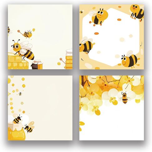 Cute Bee 4 Pack/200 Sheets 3x3in Sticky Notes Set, Adorable Cartoon Memo Pads with High-Adhesive, Reusable Tearable Post it Notes for Journal Planners Office School Home, Bulk Stationery Gift in Saudi Arabia