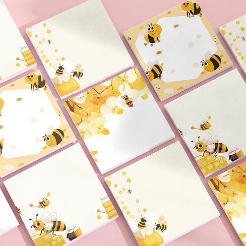 Cute Bee 4 Pack/200 Sheets 3x3in Sticky Notes Set, Adorable Cartoon Memo Pads with High-Adhesive, Reusable Tearable Post it Notes for Journal Planners Office School Home, Bulk Stationery Gift in Saudi Arabia