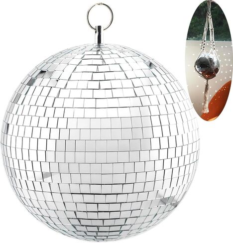 كرة ديسكو 8 بوصة كرة مرآة مع سلسلة فضية وحقيبة شبكية بوهو، ديكور كرة ديسكو فضي ملون رائع، ديكور حفلة ديسكو معلقة لتزيين الزفاف، ديكور المنزل (أخضر متدرج، 8 بوصة) in Kuwait