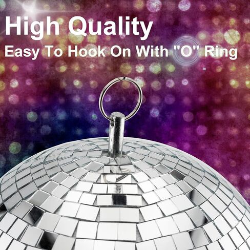 كرة ديسكو 8 بوصة كرة مرآة مع سلسلة فضية وحقيبة شبكية بوهو، ديكور كرة ديسكو فضي ملون رائع، ديكور حفلة ديسكو معلقة لتزيين الزفاف، ديكور المنزل (أخضر متدرج، 8 بوصة) in Kuwait