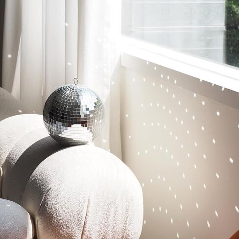 كرة ديسكو 8 بوصة كرة مرآة مع سلسلة فضية وحقيبة شبكية بوهو، ديكور كرة ديسكو فضي ملون رائع، ديكور حفلة ديسكو معلقة لتزيين الزفاف، ديكور المنزل (أخضر متدرج، 8 بوصة) in Kuwait