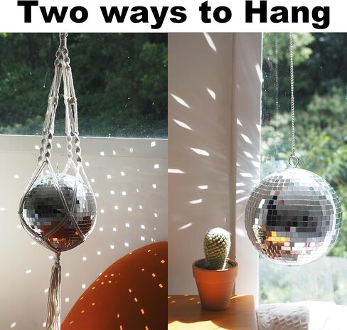 كرة ديسكو 8 بوصة كرة مرآة مع سلسلة فضية وحقيبة شبكية بوهو، ديكور كرة ديسكو فضي ملون رائع، ديكور حفلة ديسكو معلقة لتزيين الزفاف، ديكور المنزل (أخضر متدرج، 8 بوصة) in Kuwait