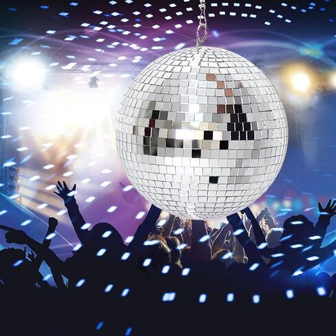 كرة ديسكو 8 بوصة كرة مرآة مع سلسلة فضية وحقيبة شبكية بوهو، ديكور كرة ديسكو فضي ملون رائع، ديكور حفلة ديسكو معلقة لتزيين الزفاف، ديكور المنزل (أخضر متدرج، 8 بوصة) in Kuwait