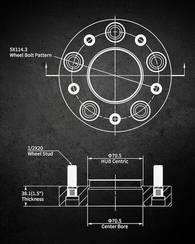 EVIL ENERGY 5x4.5 Wheel Spacers 2 inch Compatible for Ford Ranger 1983-2012, 5x114.3 mm Hubcentric with Lip 5 lugs 70.5 mm Hub Bore 1/2x20 Studs Black in Kuwait