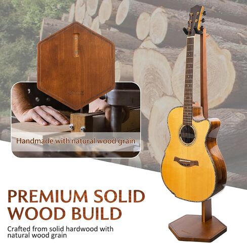 STRICH Acoustic Guitar Stand, HardWood 35.4" Height Floor Guitar Dispaly, Walnut Guitars Holder with Hanger for Home, Studio (FH1, Guitar Display) in Kuwait