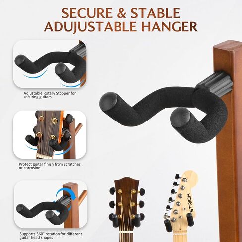 STRICH Acoustic Guitar Stand, HardWood 35.4" Height Floor Guitar Dispaly, Walnut Guitars Holder with Hanger for Home, Studio (FH1, Guitar Display) in Kuwait