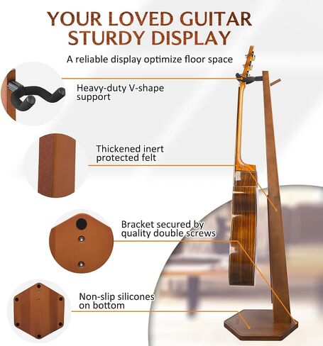 STRICH Acoustic Guitar Stand, HardWood 35.4" Height Floor Guitar Dispaly, Walnut Guitars Holder with Hanger for Home, Studio (FH1, Guitar Display) in Kuwait
