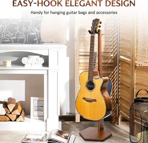 STRICH Acoustic Guitar Stand, HardWood 35.4" Height Floor Guitar Dispaly, Walnut Guitars Holder with Hanger for Home, Studio (FH1, Guitar Display) in Kuwait