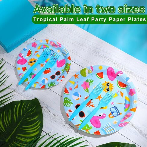 Havawish 240 PCS Summer Hawaii Paper Tableware Napkins Beach Party Supplies 9 '' 'Plates Complates 7' 'Paper Snack Paper for Kids Birthday Beach Party ، Serves 60 (Multicolor ، Hawaii) in Kuwait