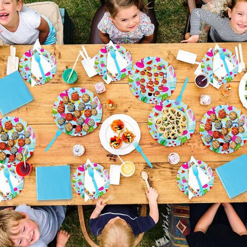 Havawish 240 PCS Summer Hawaii Paper Tableware Napkins Beach Party Supplies 9 '' 'Plates Complates 7' 'Paper Snack Paper for Kids Birthday Beach Party ، Serves 60 (Multicolor ، Hawaii) in Kuwait