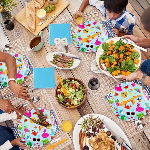 Havawish 240 PCS Summer Hawaii Paper Tableware Napkins Beach Party Supplies 9 '' 'Plates Complates 7' 'Paper Snack Paper for Kids Birthday Beach Party ، Serves 60 (Multicolor ، Hawaii) in Kuwait