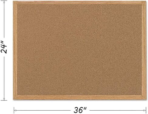 MasterVision Bulletin Board, Value Cork Bulletin Board/Pin Board, Oak Frame, 24" x 36" (MC070014231-799), Brown in Kuwait