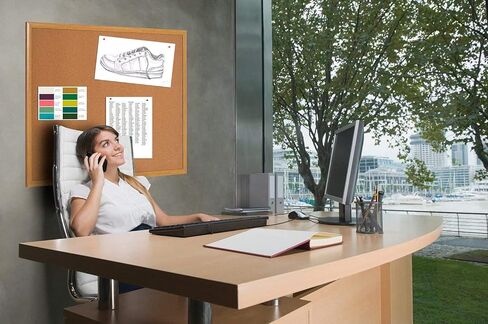 MasterVision Bulletin Board, Value Cork Bulletin Board/Pin Board, Oak Frame, 24" x 36" (MC070014231-799), Brown in Kuwait